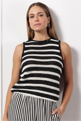 Studio Anneloes Charz crochet top 12938 1190  off white/black