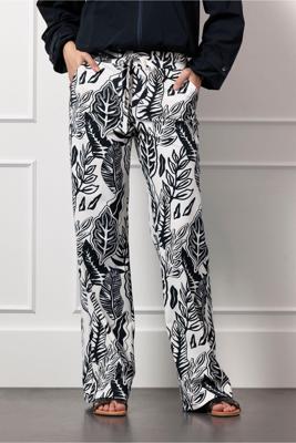 Studio Anneloes Abigail leaves trousers 12988 1769 ecru/dark blue