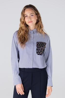 JANSEN Amsterdam Blouse GOLDIE W25 Donker Blauw