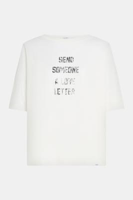 Penn & Ink, T-shirt print tekst, ecru