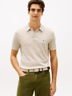 Tommy Hilfiger fijn gebreide polo MW0MW37396RE5 Beige