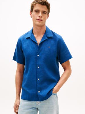 Tommy Hilfiger Regular linnenmix overhemd MW0MW43090 Blauw