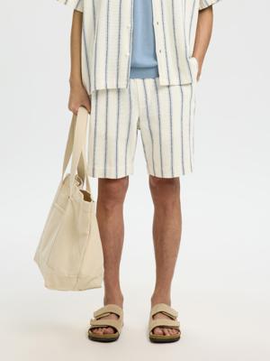 Selected Homme Regular Fit Shorts 16101249 ecru met blauw streepdessin