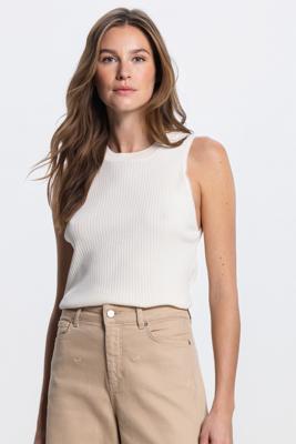 JANSEN Amsterdam mouwloze rib top Moise Cream