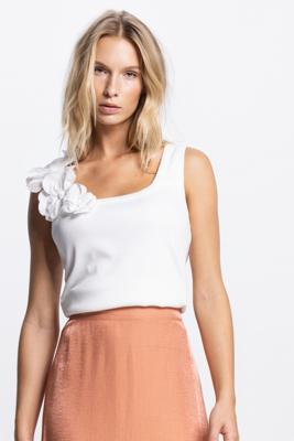 JANSEN Amsterdam Rhode Top met bloemdetail wit