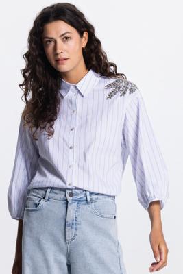 JANSEN Amsterdam Gestreepte Blouse Parisa SS26 Lichtblauw
