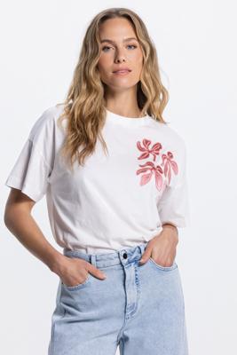 JANSEN Amsterdam T-shirt Riley met bloemenprint SS26 Roze