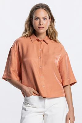 JANSEN Amsterdam Pia Glans Blouse Donker Perzik