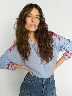 Mos mosh Osmo Stripey blouse 178550 Brunnera Bleu