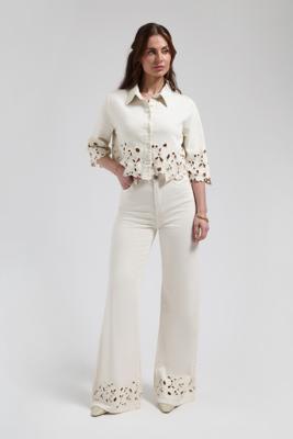 Florèz Ana Flared Embro Jeans CR0462 Soft White