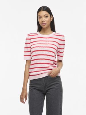 Vila Gebreide top met streep dessin 14106601 Roze