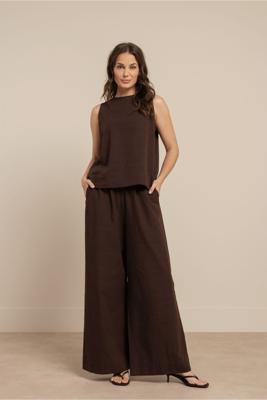 Studio Anneloes Grace linen trousers 13755 Espresso