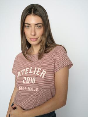Mos Mosh Camp Stripe T-Shirt 178960 Roodbruin