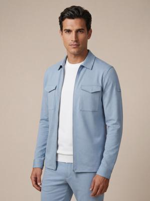 Cavallaro Napoli Zaverio Overshirt 123261014 Lichtblauw Melange