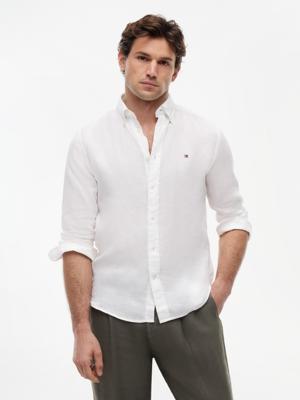 Tommy Hilfiger gewassen linnen Overhemd MW0MW41530YBR Wit