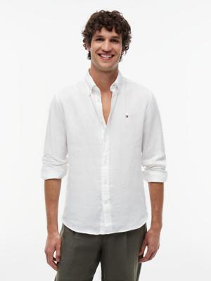 Tommy Hilfiger gewassen linnen Overhemd MW0MW41530YBR Wit