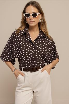 Studio Anneloes Fabienne dot blouse 13937 Espresso-Ecru