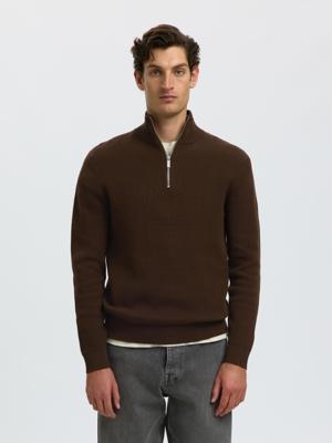 Selected Homme Trui met rits  16092601 Bruin