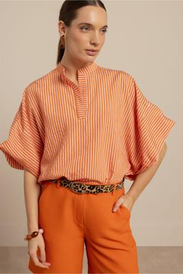 Studio Anneloes Laureen stripe poplin blouse 13908 Orchid Orange
