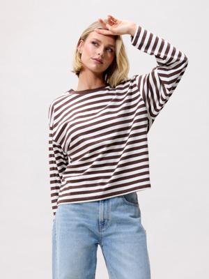 Catwalk Junkie, longsleeve streep, bruin