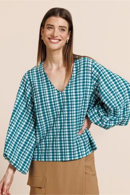 Studio Anneloes Florine check blouse 14025 Off-white-Groen-Blauw