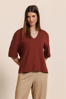 Studio Anneloes Fiore vneck t-shirt 14059 Rust