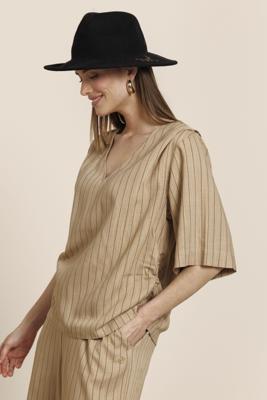 Studio Anneloes Maddi Jane stripe top 14056 Camel-Zwart