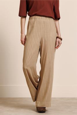 Studio Anneloes Devine stripe trousers 14057 Camel-Zwart