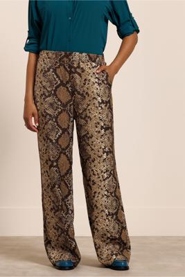 Studio Anneloes Mienke snake trousers 14055 Camel-Espresso