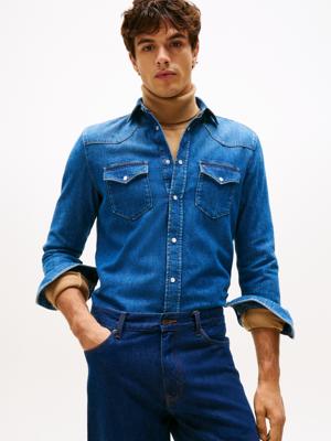 Tommy Hilfiger denim Western overhemd MW0MW420841BW Indigo