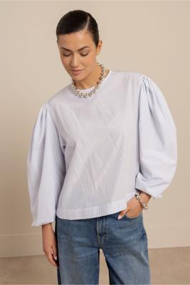 Studio Anneloes Florence stripe top 13583 Light Blue - Off-white