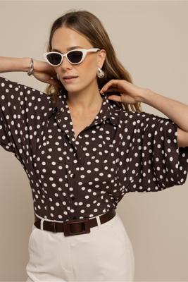 Studio Anneloes Fabienne dot blouse 13937 Espresso-Ecru