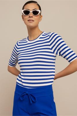 Studio Anneloes Luna stripe sl Top 13827 Electric Blue - Off-white