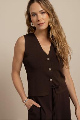 Studio Anneloes Fenna knitted gilet 13934 Espresso
