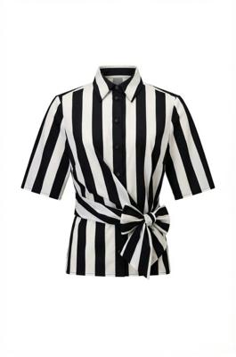 Studio Anneloes Reda stripe butterfly blouse 14429 Zwart-Ecru