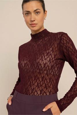 Studio Anneloes Reagan lace col top 14237 Aubergine