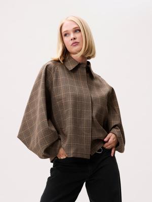 Catwalk Junkie, cape-jacket, ruit, bruin