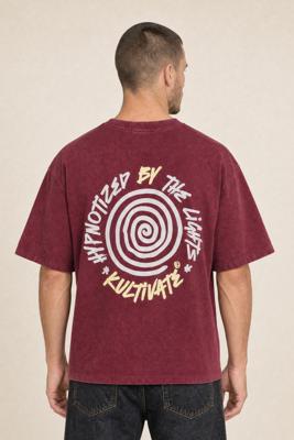 Kultivate, t-shirt met backprint, bordeaux