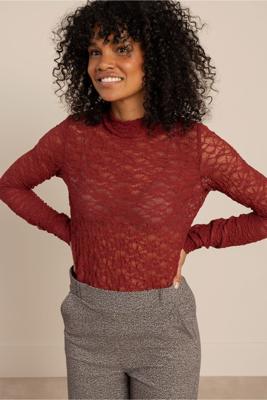 Studio Anneloes Reagan lace col top 14331 Red Wine