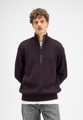 Butcher of Blue, trui schippersmodel met rits, aubergine