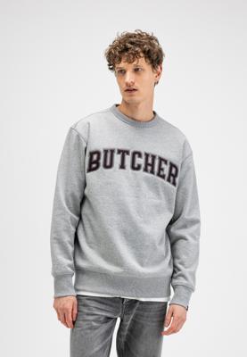 Butcher of Blue, sweater met 'Butcher' patch, grijs