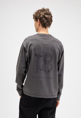 Butcher of Blue, t-shirt lange mouw met backprint, grijs