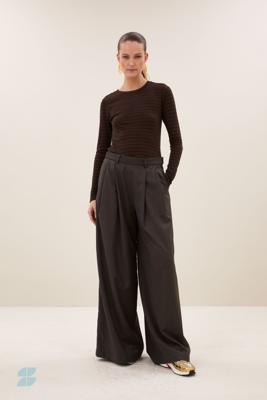 By-Bar T-Shirt basic LS stripe top | coffee bean