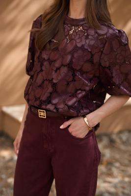 Nukus Top Nicole Flower PU | Cherry