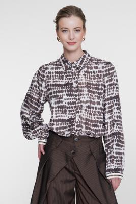 Geisha, blouse dessin, bruin/zand