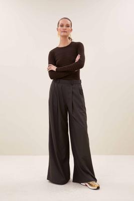 By-Bar T-Shirt basic LS stripe top | coffee bean