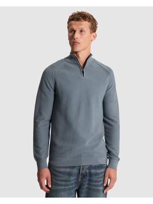 Cast Iron, trui mockneck met rits, rafblauw