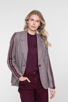 Geisha, blazer ruit met bies, bordeaux/groen