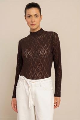 Studio Anneloes Reagan lace col top 14237 Espresso