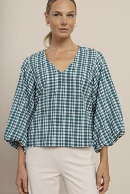 Studio Anneloes Florine check blouse 14025 Off-white-Groen-Blauw